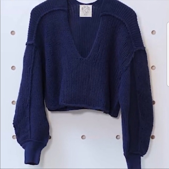 NWT Free People Sea Bright Pullover / Blue - Picture 4 of 8